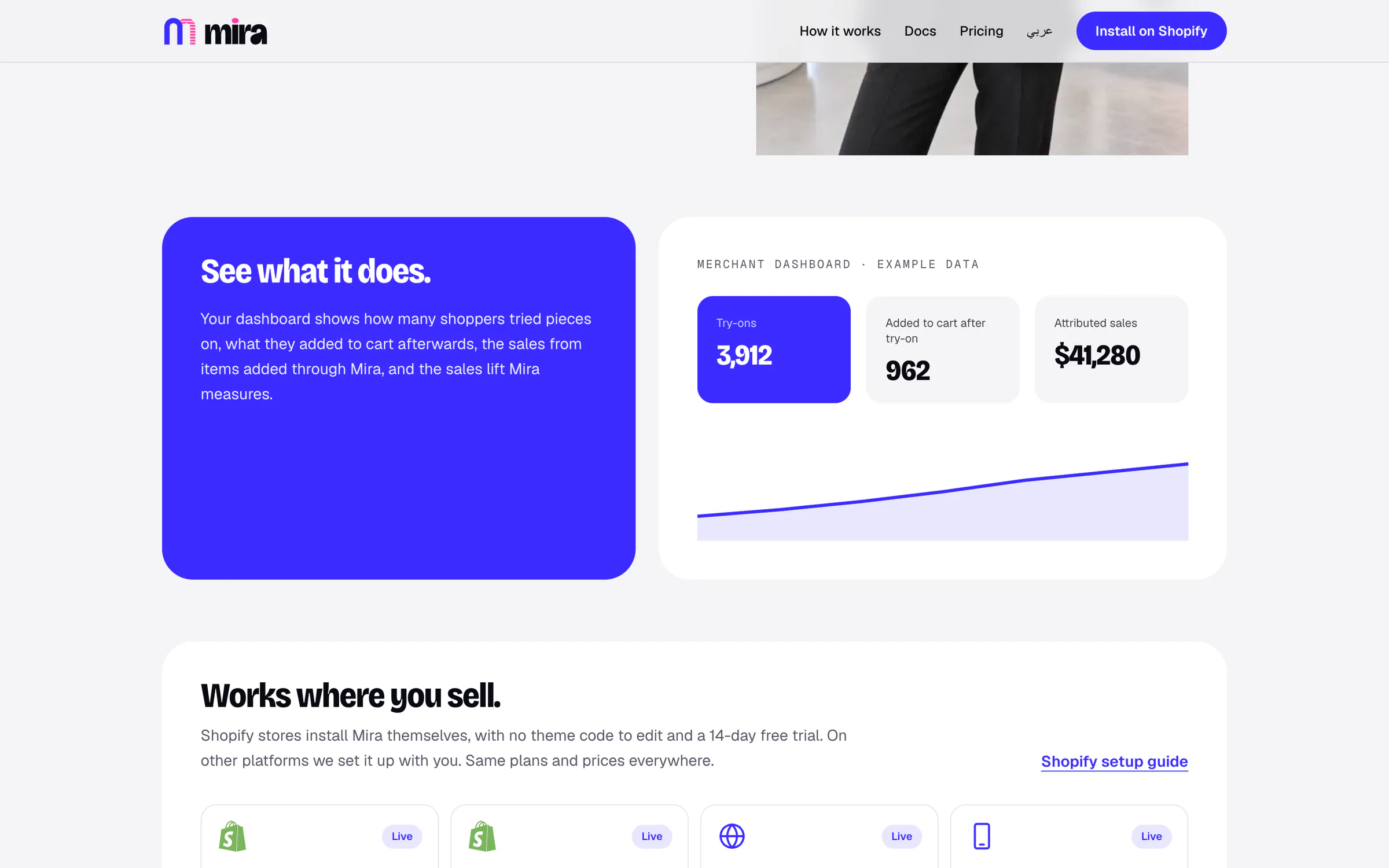 Mira: Merchant dashboard: try-ons, add-to-cart and attributed sales